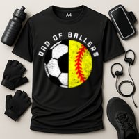 Dad Of Ballers Funny Soccer Softball Dad Gift Cooling Performance Crew T-Shirt