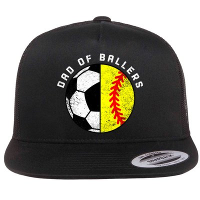 Dad Of Ballers Funny Soccer Softball Dad Gift Flatbill Hat