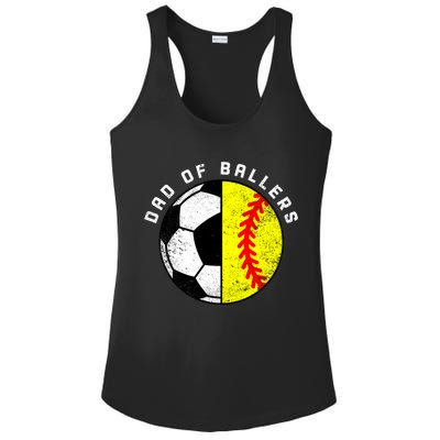 Dad Of Ballers Funny Soccer Softball Dad Gift Ladies PosiCharge Competitor Racerback Tank