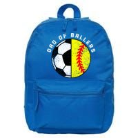 Dad Of Ballers Funny Soccer Softball Dad Gift 16 in Basic Backpack