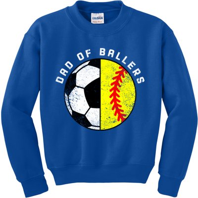 Dad Of Ballers Funny Soccer Softball Dad Gift Kids Sweatshirt