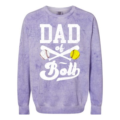 Dad Of Both Proud Softball Baseball Dad Gift Colorblast Crewneck Sweatshirt