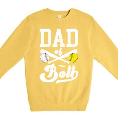 Dad Of Both Proud Softball Baseball Dad Gift Premium Crewneck Sweatshirt