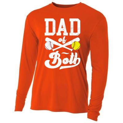 Dad Of Both Proud Softball Baseball Dad Gift Cooling Performance Long Sleeve Crew