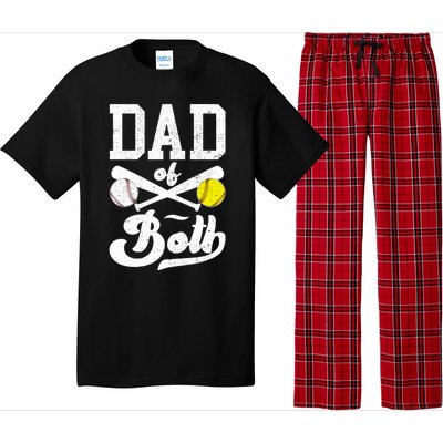 Dad Of Both Proud Softball Baseball Dad Gift Pajama Set