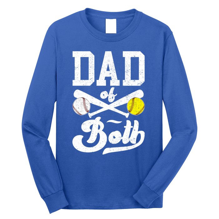 Dad Of Both Proud Softball Baseball Dad Gift Long Sleeve Shirt