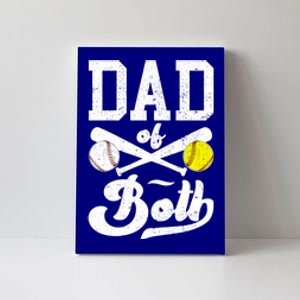 Dad Of Both Proud Softball Baseball Dad Gift Canvas