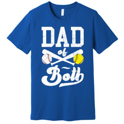 Dad Of Both Proud Softball Baseball Dad Gift Premium T-Shirt