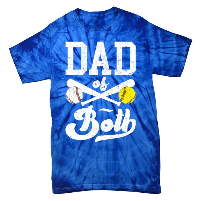 Dad Of Both Proud Softball Baseball Dad Gift Tie-Dye T-Shirt