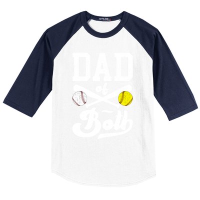 Dad Of Both Proud Softball Baseball Dad Gift Baseball Sleeve Shirt