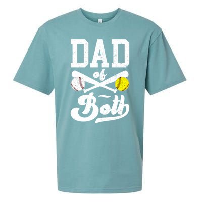 Dad Of Both Proud Softball Baseball Dad Gift Sueded Cloud Jersey T-Shirt