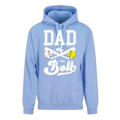 Dad Of Both Proud Softball Baseball Dad Gift Unisex Surf Hoodie