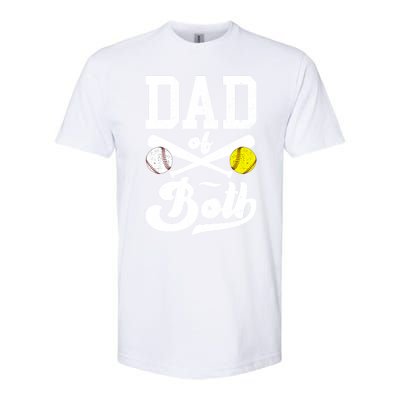 Dad Of Both Proud Softball Baseball Dad Gift Softstyle CVC T-Shirt