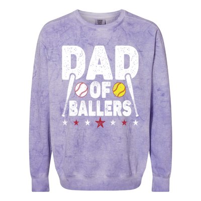 Dad Of Ballers Funny Softball Dad Baseball Dad Cool Gift Colorblast Crewneck Sweatshirt