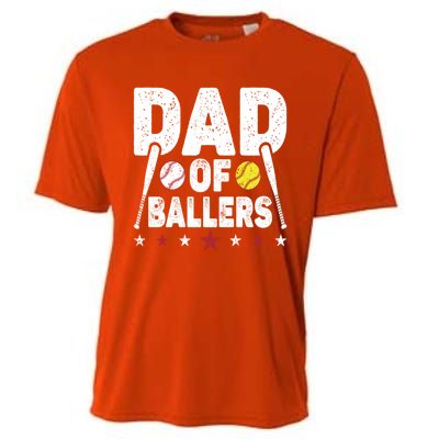 Dad Of Ballers Funny Softball Dad Baseball Dad Cool Gift Cooling Performance Crew T-Shirt