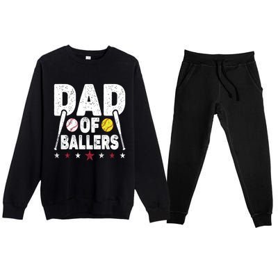 Dad Of Ballers Funny Softball Dad Baseball Dad Cool Gift Premium Crewneck Sweatsuit Set