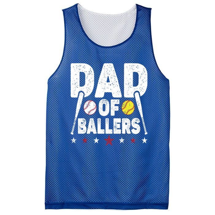 Dad Of Ballers Funny Softball Dad Baseball Dad Cool Gift Mesh Reversible Basketball Jersey Tank