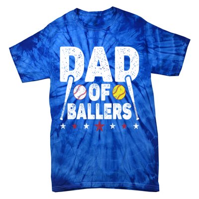 Dad Of Ballers Funny Softball Dad Baseball Dad Cool Gift Tie-Dye T-Shirt