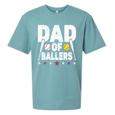 Dad Of Ballers Funny Softball Dad Baseball Dad Cool Gift Sueded Cloud Jersey T-Shirt