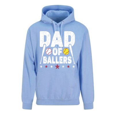 Dad Of Ballers Funny Softball Dad Baseball Dad Cool Gift Unisex Surf Hoodie