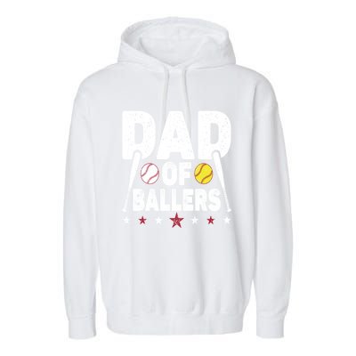 Dad Of Ballers Funny Softball Dad Baseball Dad Cool Gift Garment-Dyed Fleece Hoodie