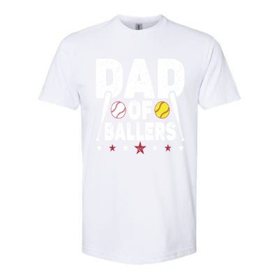 Dad Of Ballers Funny Softball Dad Baseball Dad Cool Gift Softstyle CVC T-Shirt