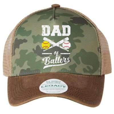 Dad Of Ballers Dad Of Baseball And Softball Player For Dad Legacy Tie Dye Trucker Hat