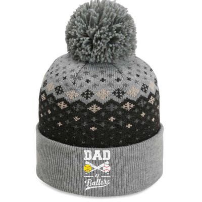 Dad Of Ballers Dad Of Baseball And Softball Player For Dad The Baniff Cuffed Pom Beanie