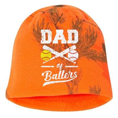 Dad Of Ballers Dad Of Baseball And Softball Player For Dad Kati - Camo Knit Beanie