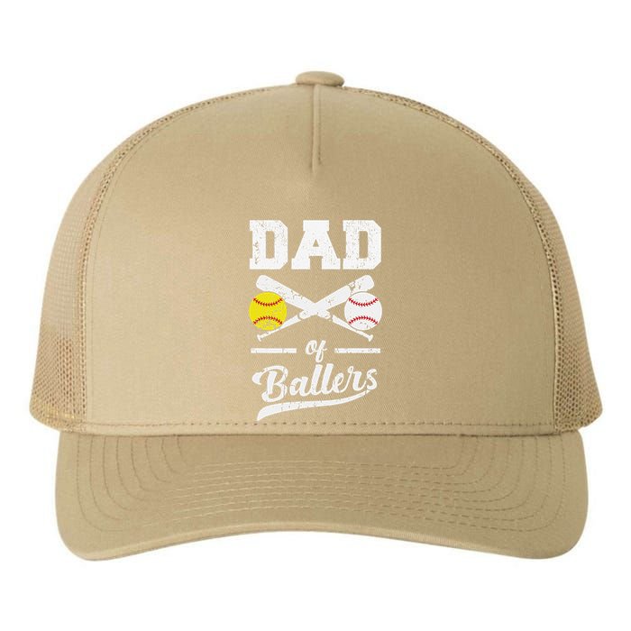 Dad Of Ballers Dad Of Baseball And Softball Player For Dad Yupoong Adult 5-Panel Trucker Hat