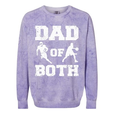 Dad Of Both Funny Football Basketball Dad Colorblast Crewneck Sweatshirt