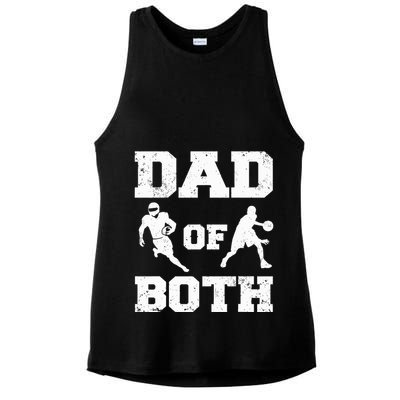 Dad Of Both Funny Football Basketball Dad Ladies PosiCharge Tri-Blend Wicking Tank