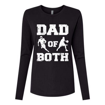 Dad Of Both Funny Football Basketball Dad Womens Cotton Relaxed Long Sleeve T-Shirt