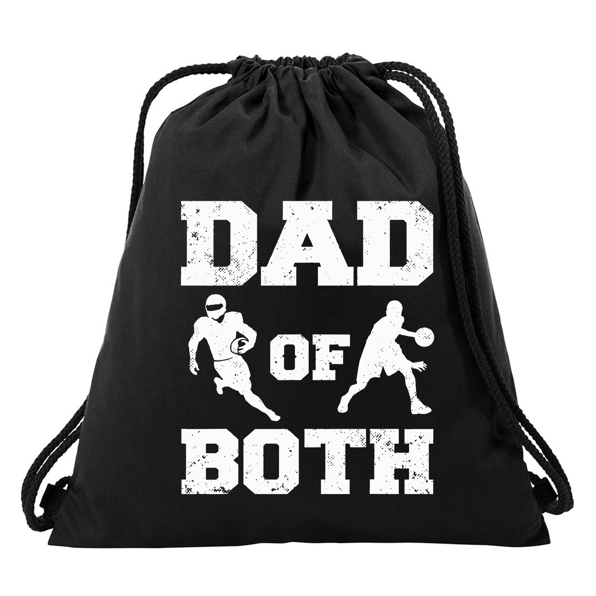 Dad Of Both Funny Football Basketball Dad Drawstring Bag