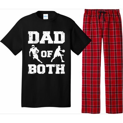 Dad Of Both Funny Football Basketball Dad Pajama Set