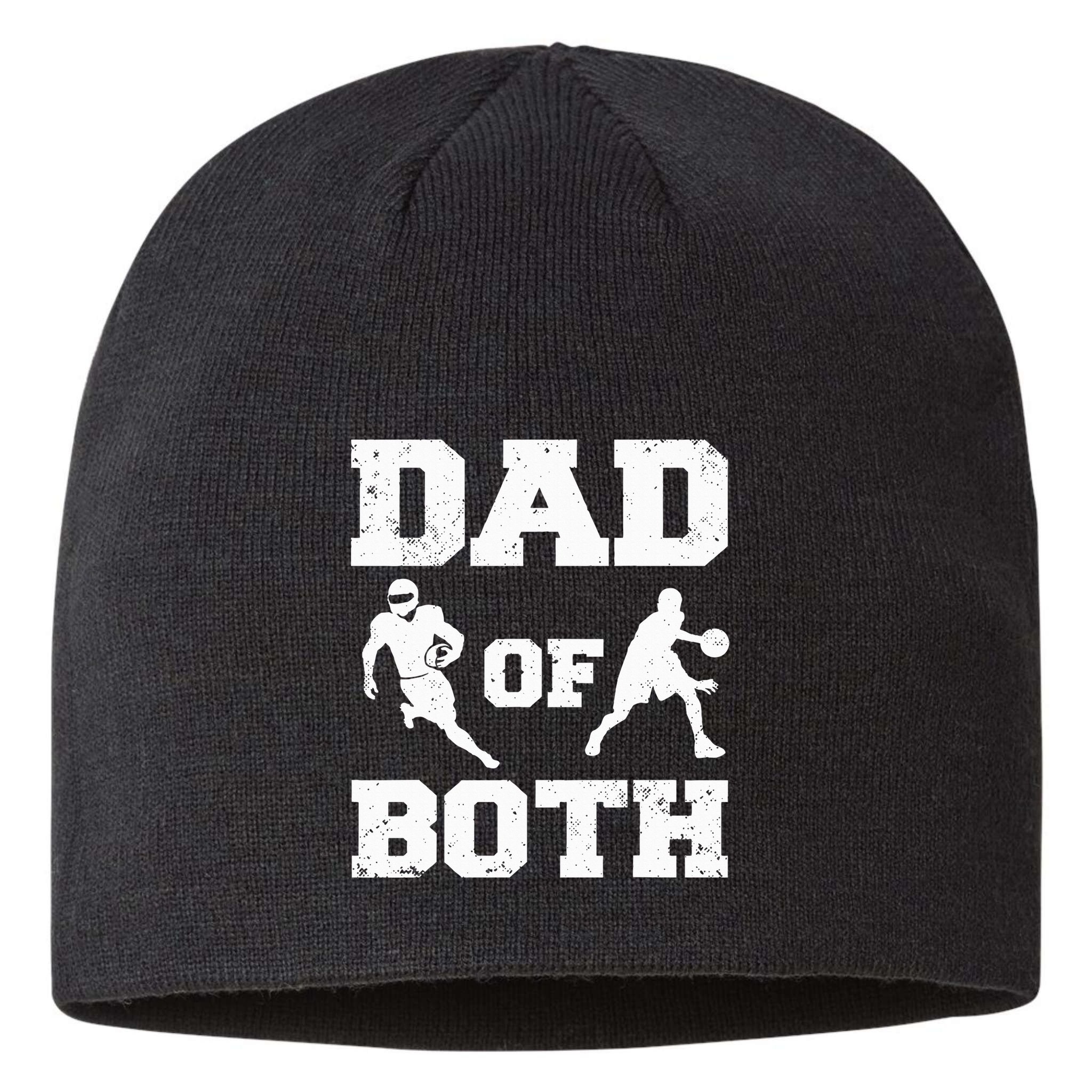 Dad Of Both Funny Football Basketball Dad Sustainable Beanie