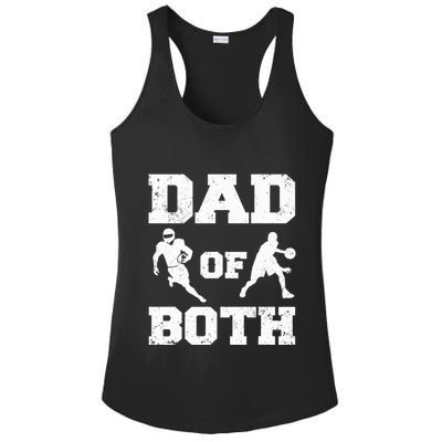 Dad Of Both Funny Football Basketball Dad Ladies PosiCharge Competitor Racerback Tank