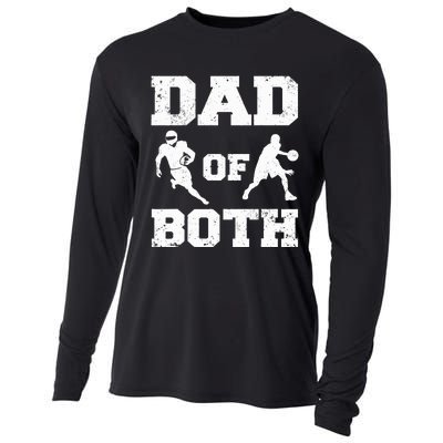 Dad Of Both Funny Football Basketball Dad Cooling Performance Long Sleeve Crew