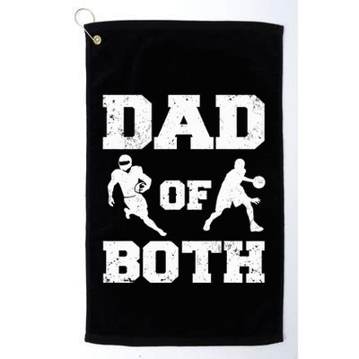 Dad Of Both Funny Football Basketball Dad Golf Towel