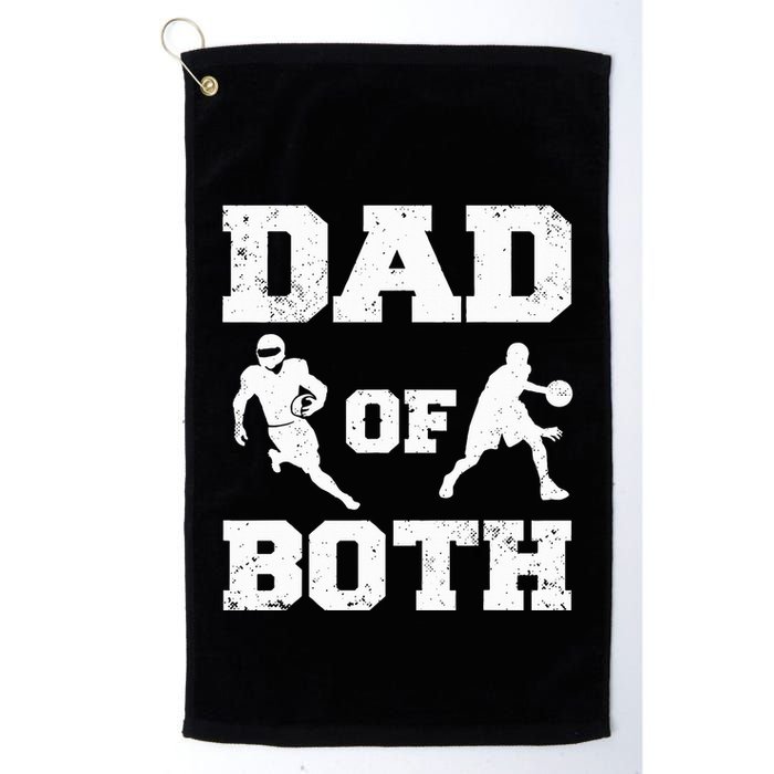 Dad Of Both Funny Football Basketball Dad Golf Towel