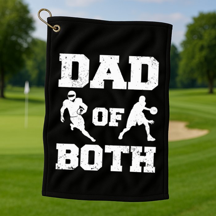 Dad Of Both Funny Football Basketball Dad Golf Towel