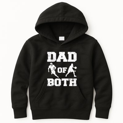Dad Of Both Funny Football Basketball Dad Kids Hoodie