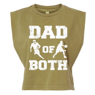 Dad Of Both Funny Football Basketball Dad Garment-Dyed Women's Muscle Tee