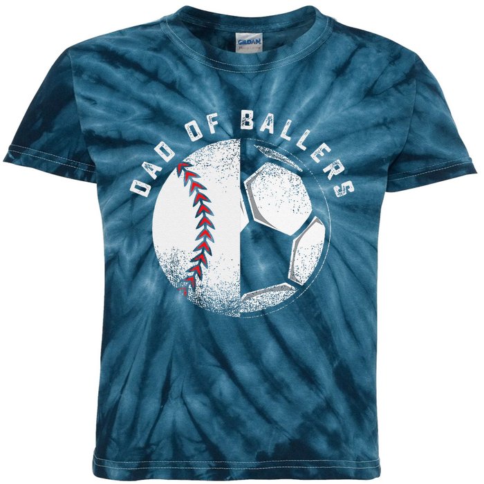 Dad Of Ballers Father Son Soccer Baseball Player Coach Gift Kids Tie-Dye T-Shirt