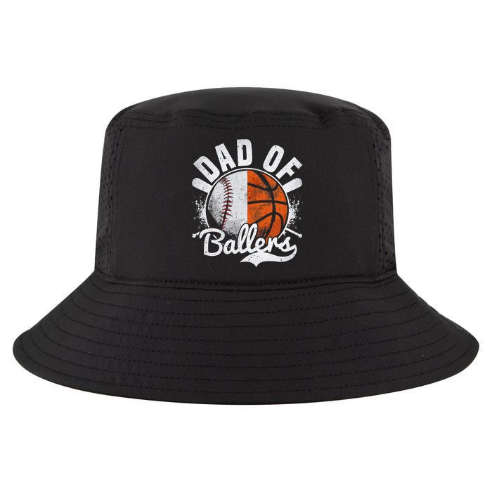 Dad Of Both Baseball Basketball Dad of Ballers Cool Comfort Performance Bucket Hat