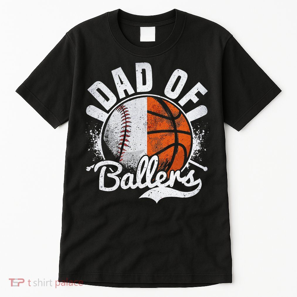 Dad Of Both Baseball Basketball Dad of Ballers Tall T-Shirt