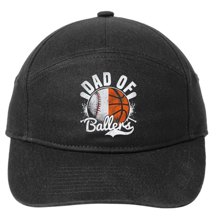 Dad Of Both Baseball Basketball Dad of Ballers 7-Panel Snapback Hat