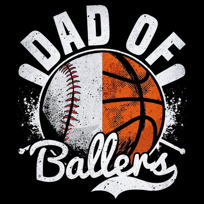 Dad Of Both Baseball Basketball Dad of Ballers 7-Panel Snapback Hat
