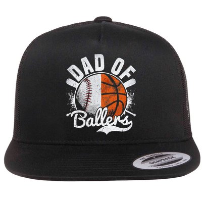 Dad Of Both Baseball Basketball Dad of Ballers Flatbill Hat