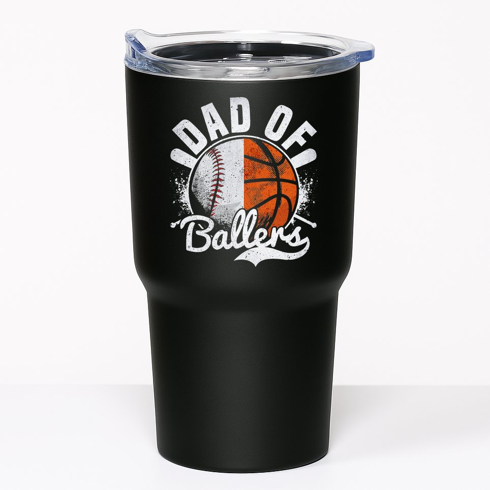 Dad Of Both Baseball Basketball Dad of Ballers Tumbler